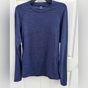 Saxx Men’s Heathered Blue Merino Wool Crewneck Long Sleeve Shirt
